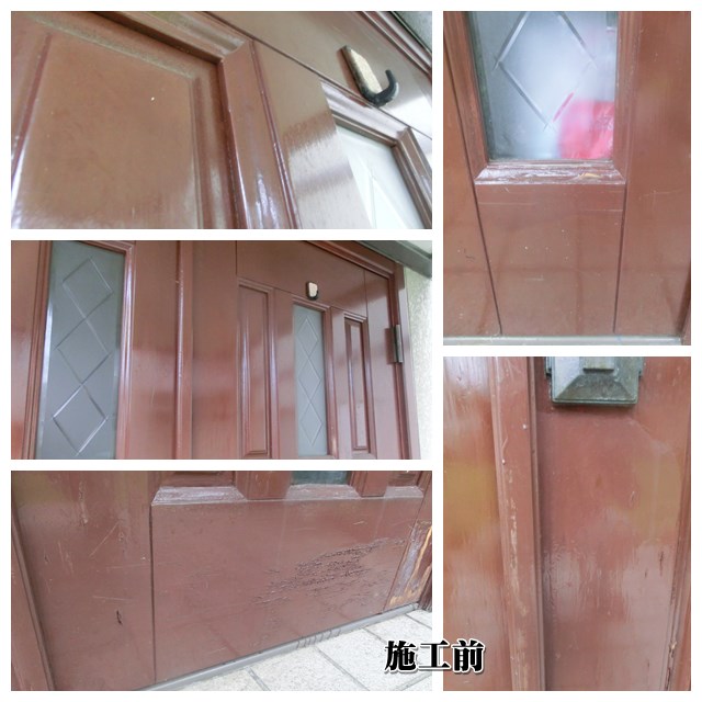 aica（アイカ）木製玄関ドア）　塗装前