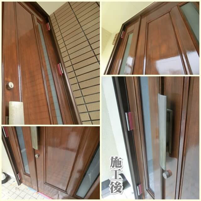 ヤマハ木製玄関ドア　再塗装　仕上がり