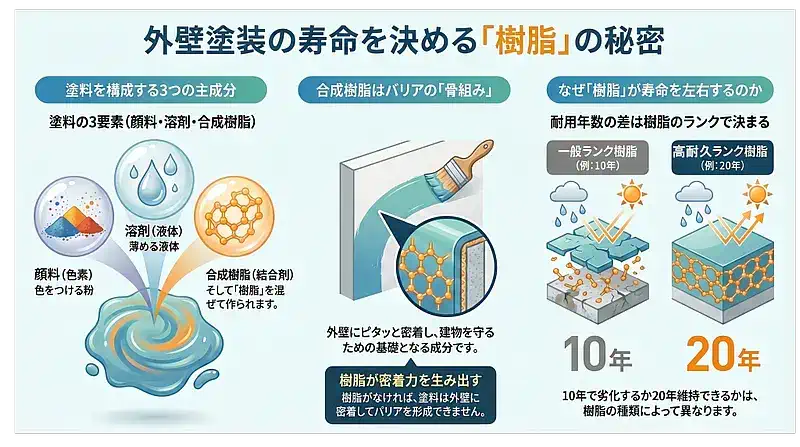 樹脂の結合力の違いイメージ図